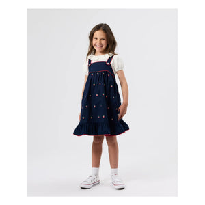 Goldie + Ace - Strawberry Ruffle Dress | Navy Blue