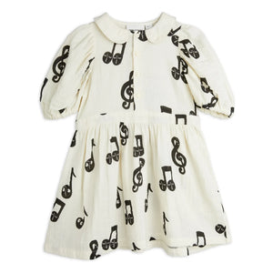 Mini Rodini - Dress Notes Organic Cotton Gauze | White