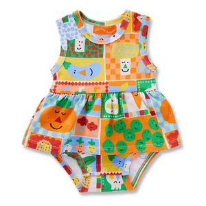Halcyon Nights - Organic Cotton Vegetable Ruffled Dress | Orange