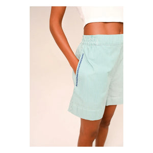 Sacrécoeur - Lilo Popeline bestickte Shorts | Wassergrün