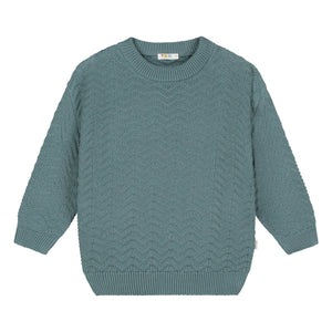 Yuki - Pullover aus Bio-Baumwolle mit Wellenmuster | Grau-Blau