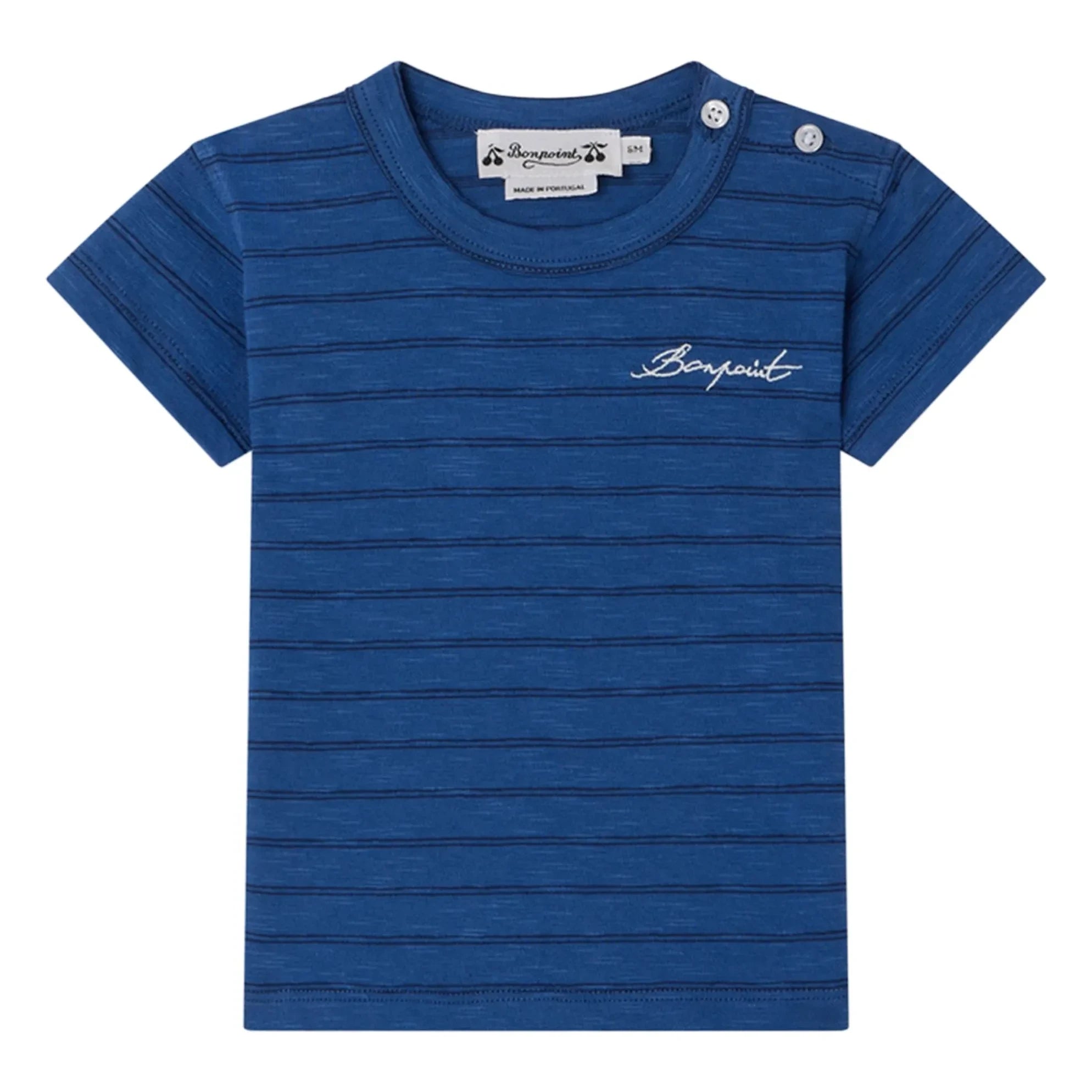 Bonpoint - Tom Gestreiftes Bio-Baumwolle T-Shirt | Königsblau