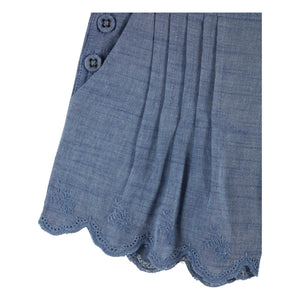 Emile et Ida - Blaue Chambray-Shorts mit Stickerei