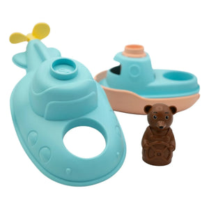 Simple - Bathroom Submarine - Single x Small Brown Teddy Bear | Blue