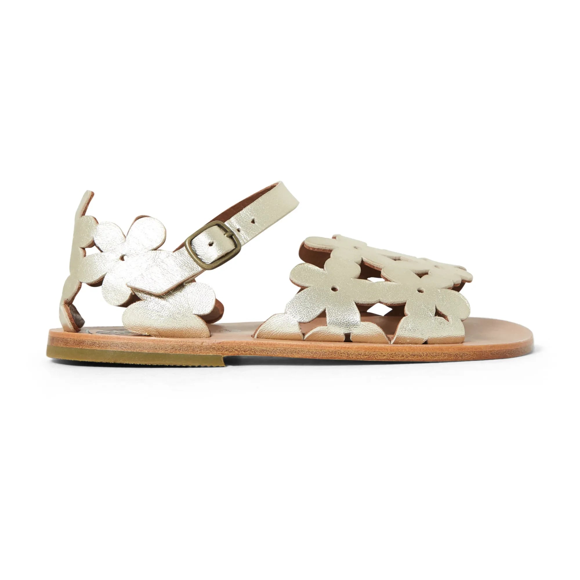 Pèpè - Sandalen mit Blumen und Lochstickerei | Gold