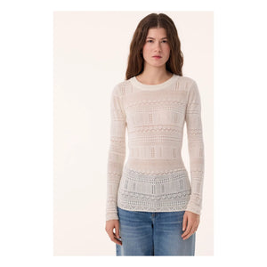 Kujten – Semeti Pointelle Pullover aus Seide und Kaschmir | Weiß