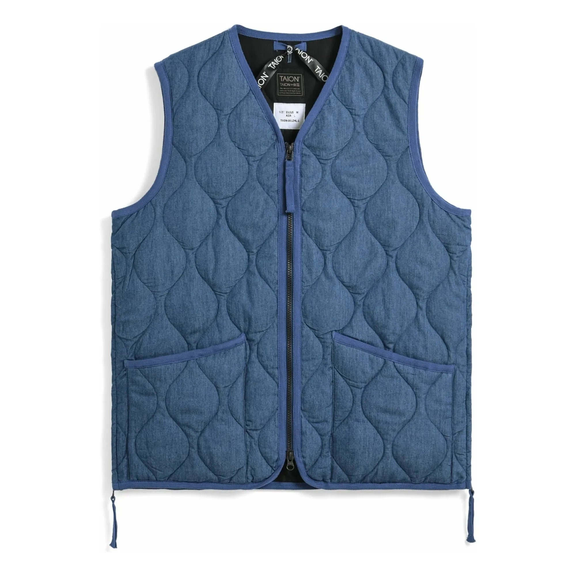 Taion - Unisex V-Neck Sleeveless Military Jacket | Indigo Blue