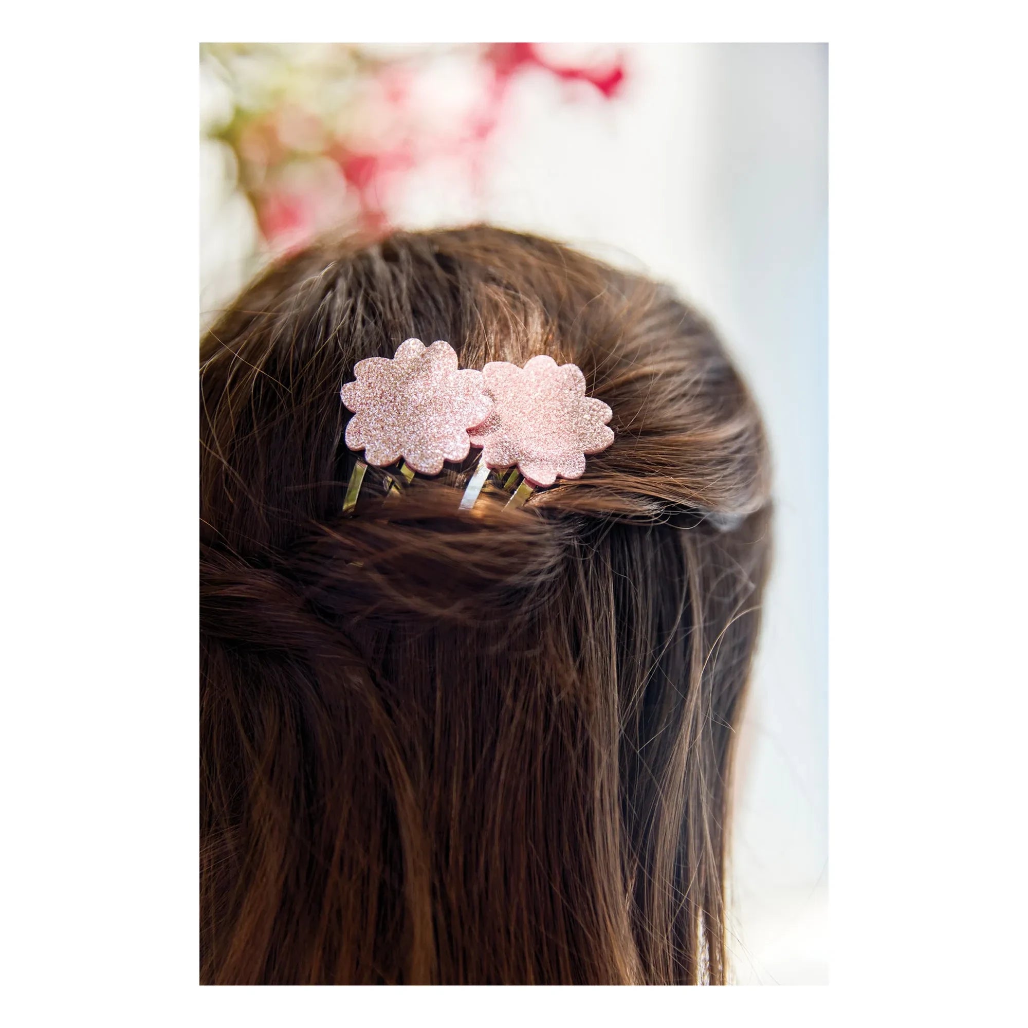 Tartine et Chocolat - Haargummi-Set mit 2 Hibiskus-Glitzer-Haargummis | Altrosa