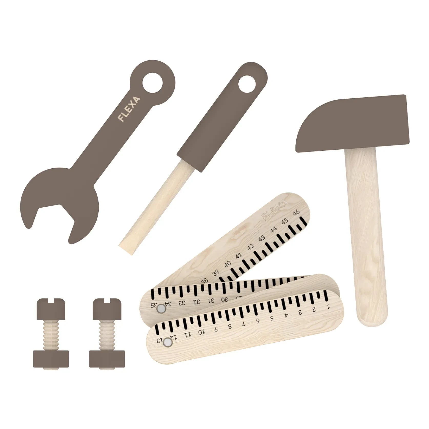 Flexa - Wooden Tools - 8-Piece Set | Grey