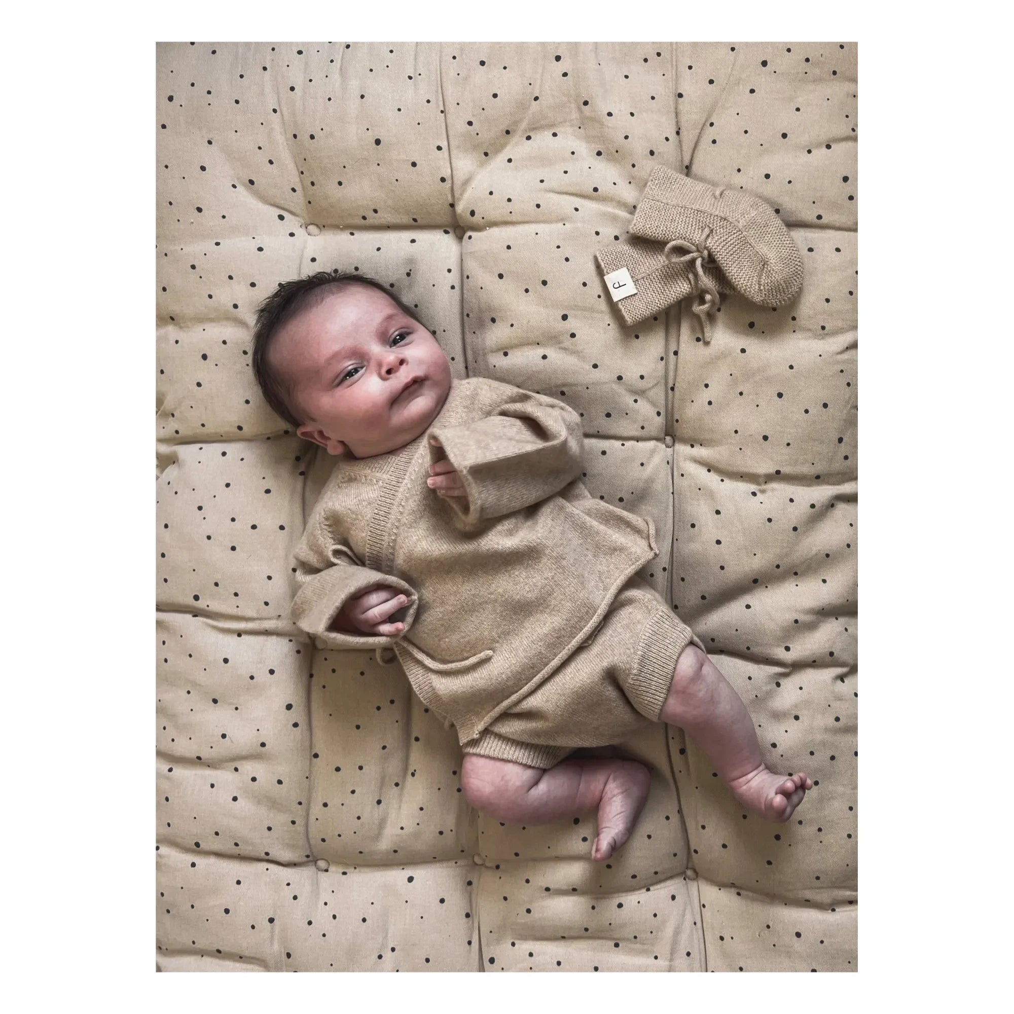 My Little Freckle - Organik Kaşmir Bloomer + Kruvaze Hırka Seti | Bej