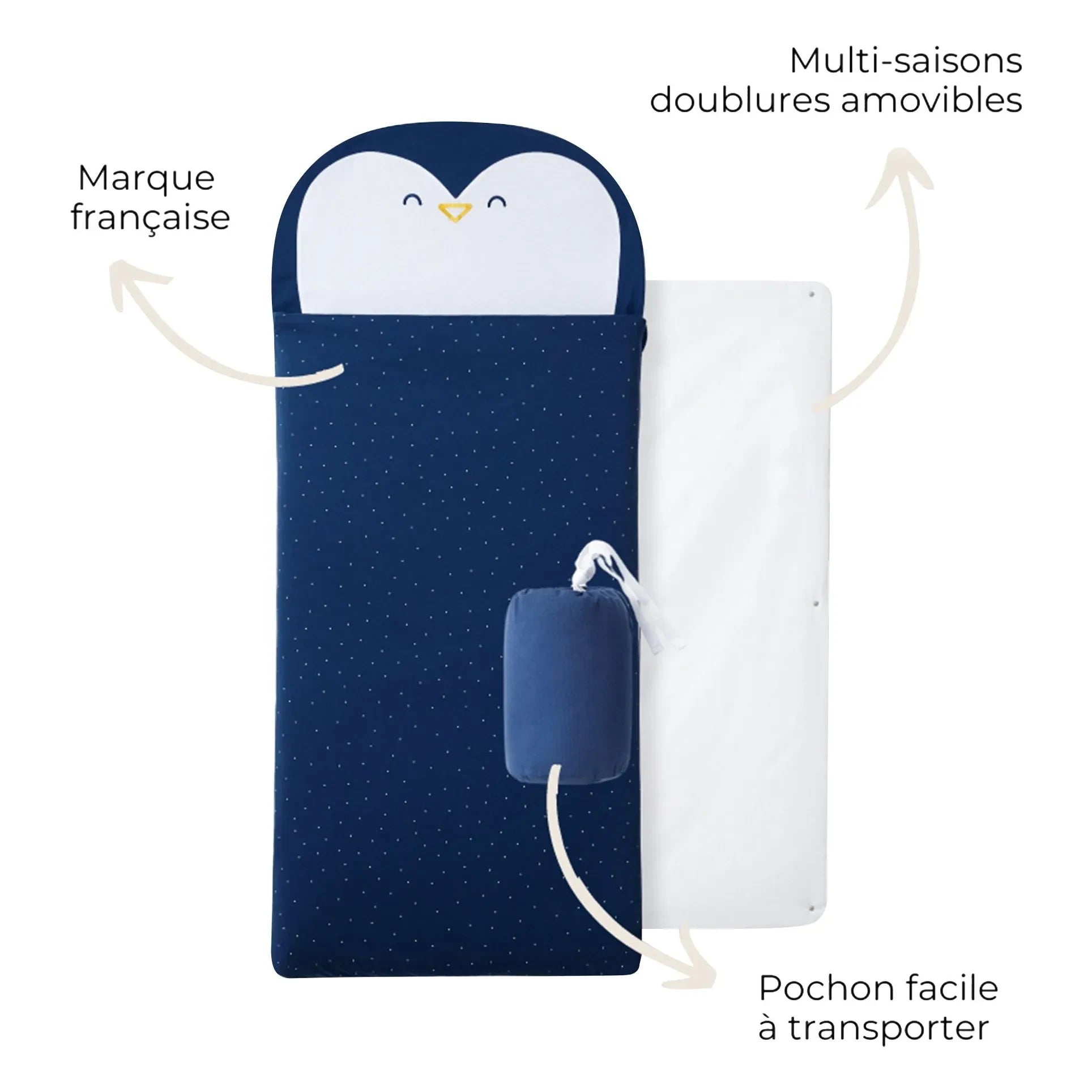 Les Petites Billes - Penguin All-Season Sleep Suit | Night Blue