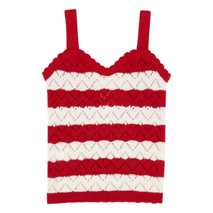 birinit - Chili Gestreiftes Top Pointelle | Rot