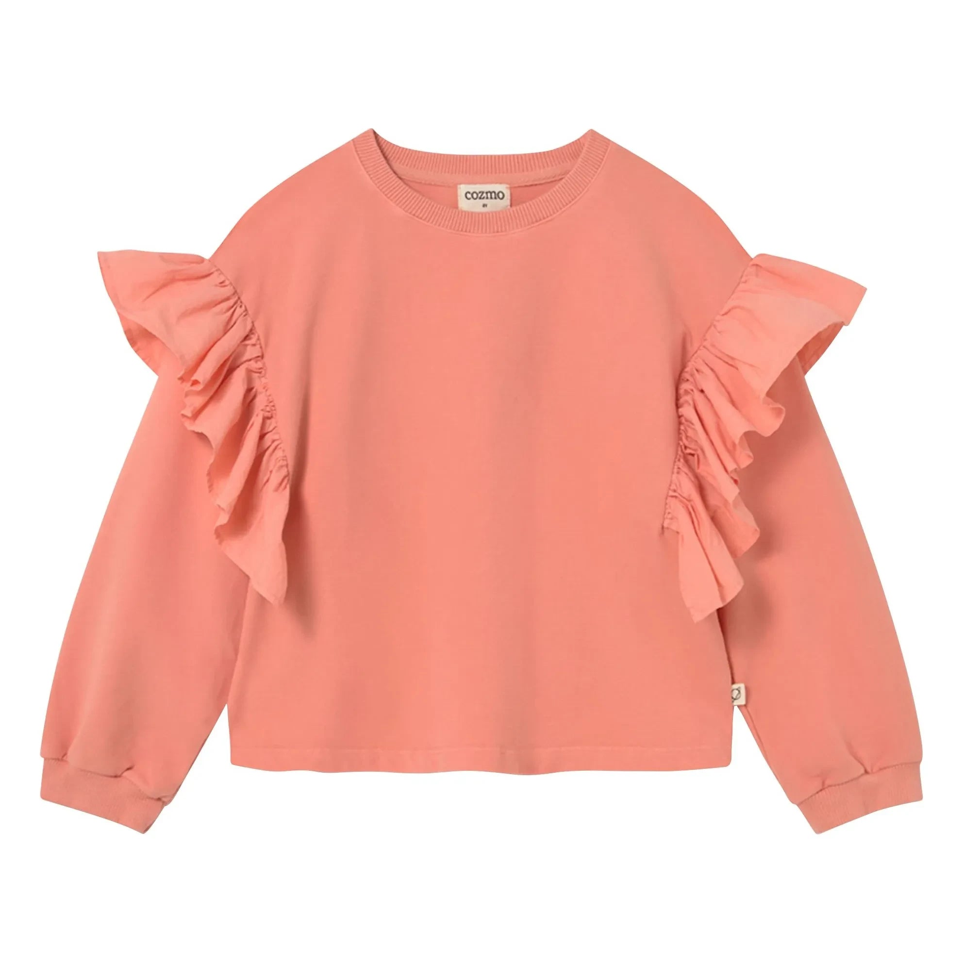 Cozmo - Eira Volant-Sweatshirt aus Bio-Baumwolle | Koralle