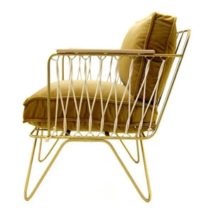 Honoré - Brushed Brass Croisette Armchair - Velvet | Ivory