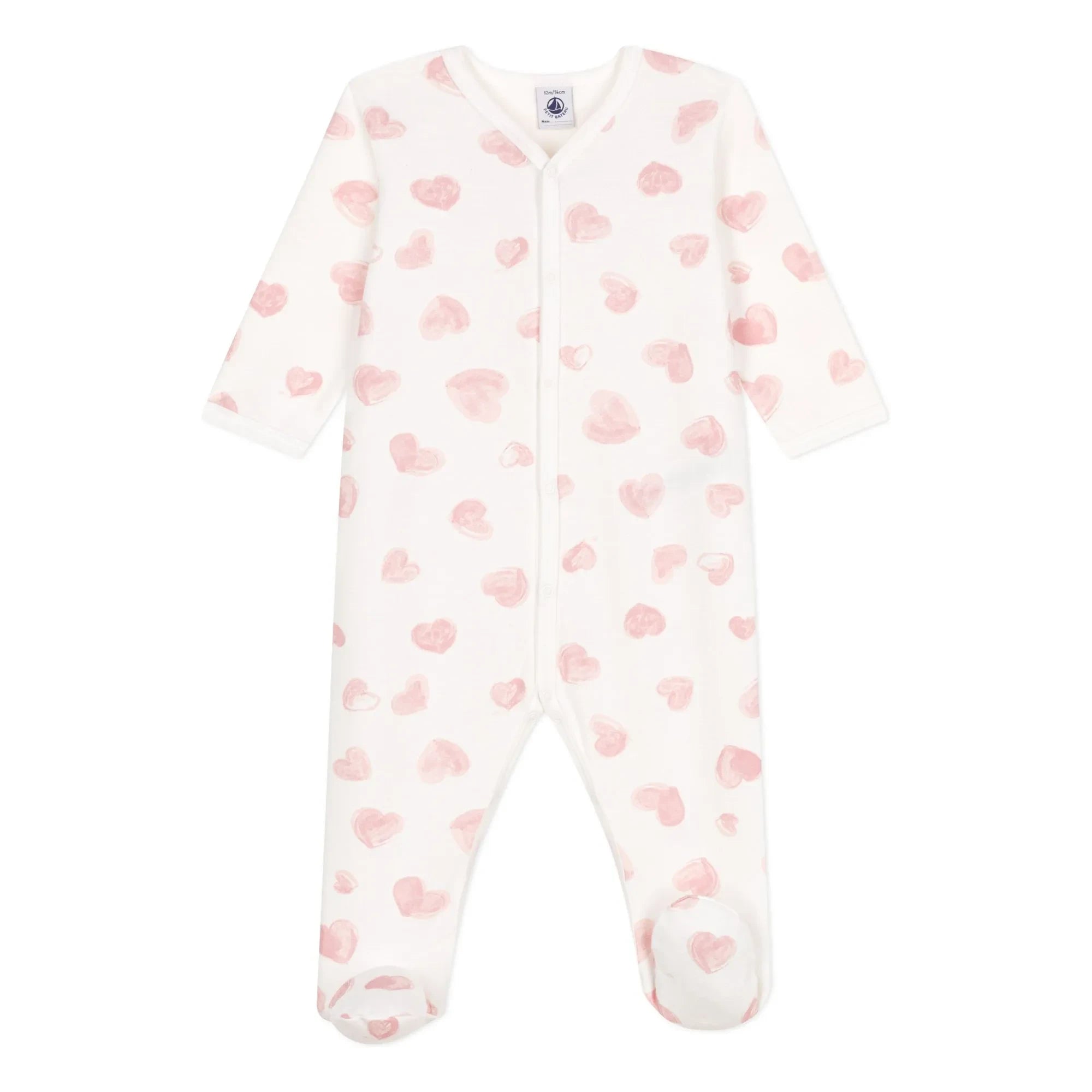 Petit Bateau - Pyjama Sleep Well Kalın Kalpler Organik Pamuk | Pembe