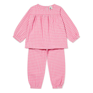 Sleepy Doe - Gingham Seersucker Organic Cotton Pajamas | Pink