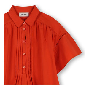 Zadig & Voltaire – Geknöpftes Rüschenkleid | Blutorange