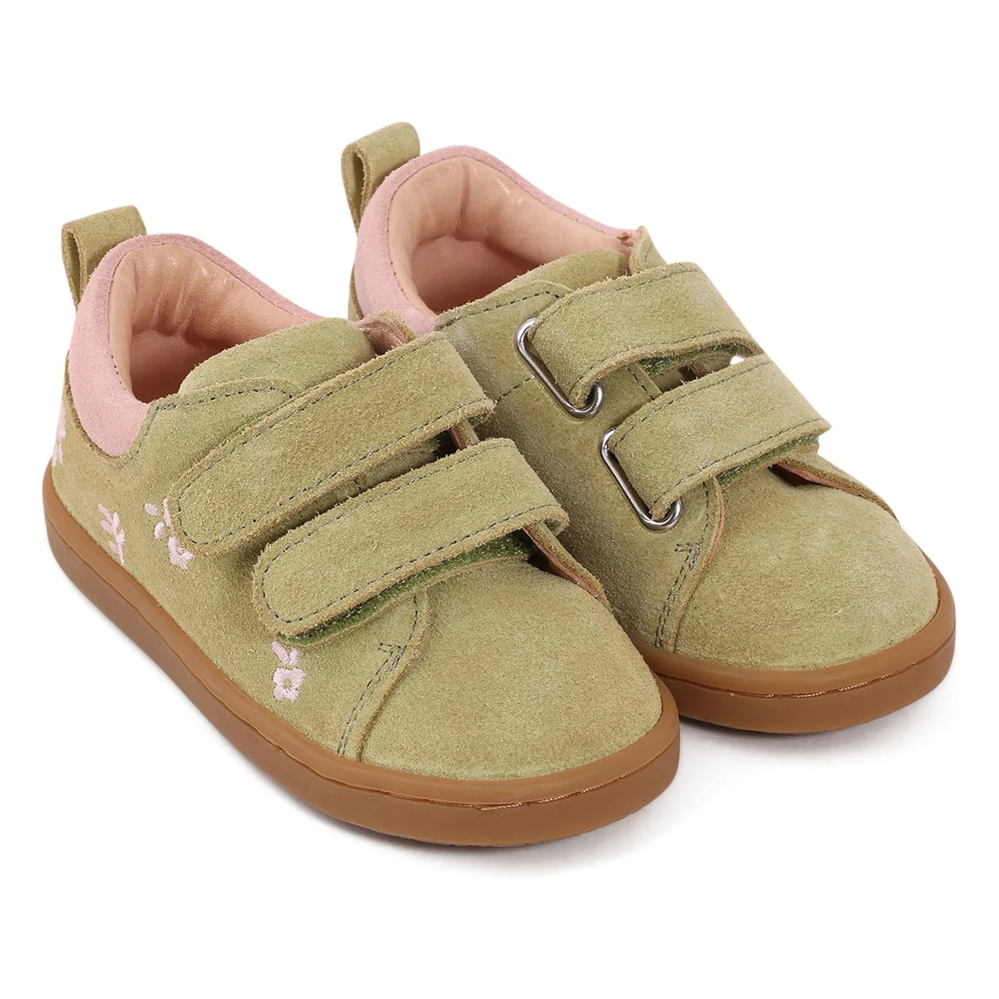 Lazare - Mahaut Fleuries Süet Çizik Sneaker | Badem Yeşili