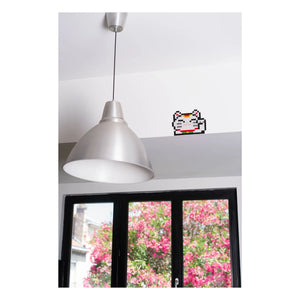 Pixel Corner - Pixel Art Kiti - Şanslı Kedi | Beyaz