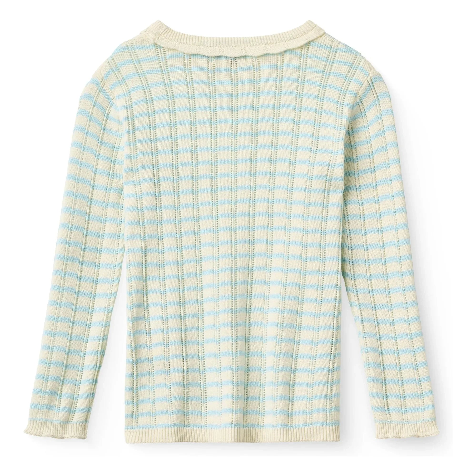 Copenhagen Colors - Pointelle Striped Organic Cotton Mesh T-Shirt | Light Blue