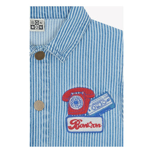 Bonton - Nineties Çizgili Overshirt | Mavi