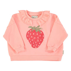 Piupiuchick - Çilek organik pamuklu fırfırlı sweatshirt | Pembe