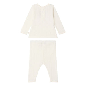 Bonpoint - Leandra Pointelle Set aus Bio-Baumwolle (T-Shirt und Leggings) | Weiß