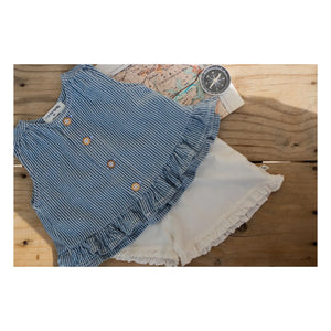 1+ in the family - Alcudia Striped Denim Blouse Organic Cotton | Light Blue