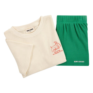 Bobo Choses - T-Shirt und Shorts Set aus Bio-Baumwolle mit Hunde-Print | Ecru
