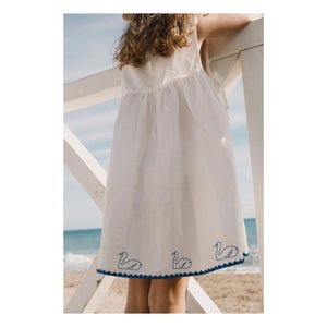 Tinycottons - Swans Keten Elbise | Beyaz