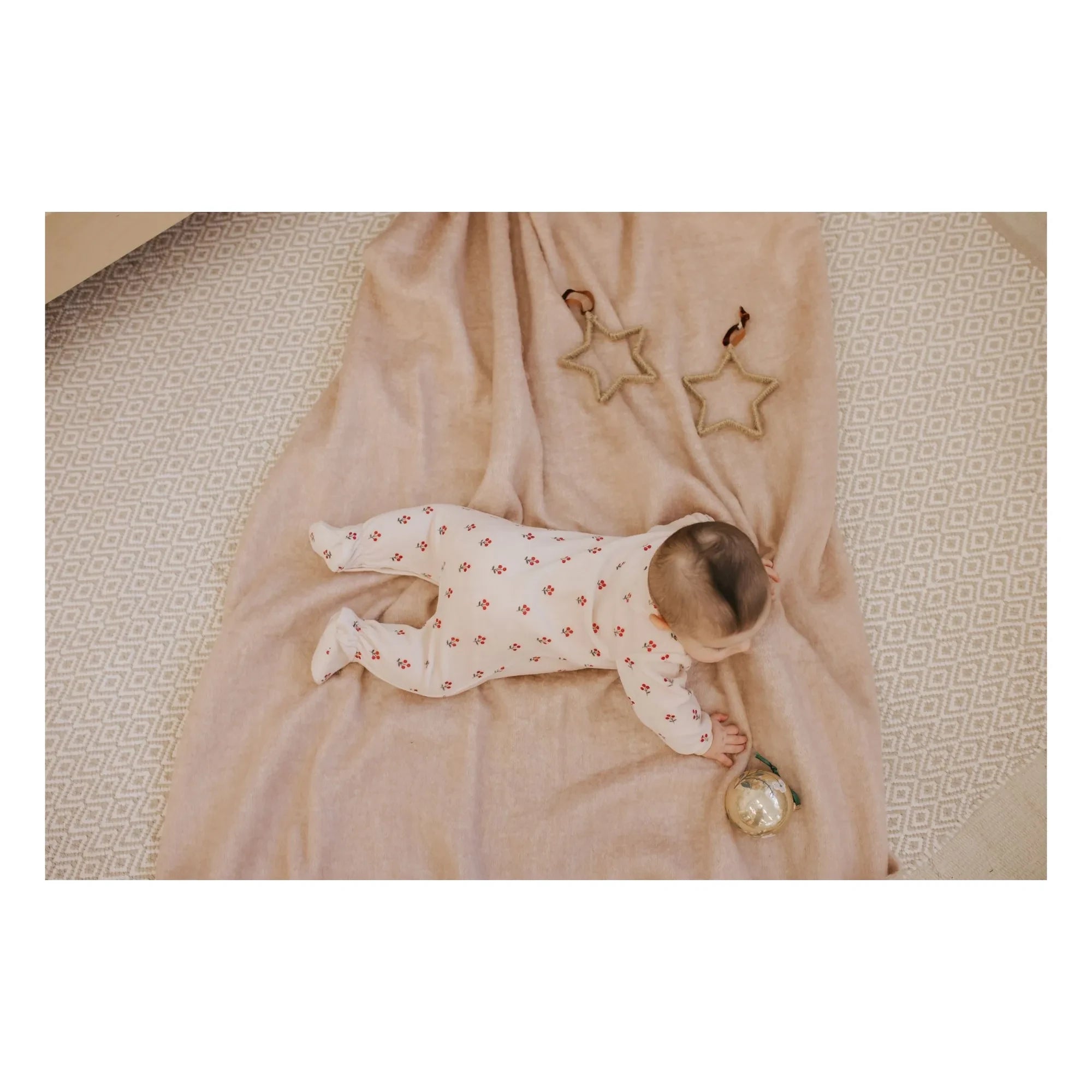 Petit Lem - Çiçekli Ayaklı Pijama Organik Pamuk | Soluk Pembe