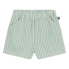 Petit Bateau - Çizgili Keten Şort | Yeşil