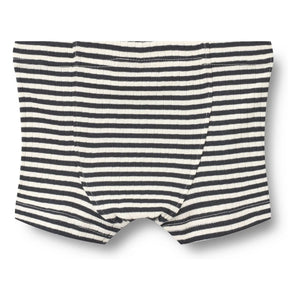 Weizen - 2er Pack Louis Gerippte Gestreifte Bio-Baumwoll-Boxershorts | Schwarz