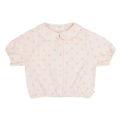 Jenest - Claudine Collar Molly Polka Dot Organic Cotton Blouse | Light Pink