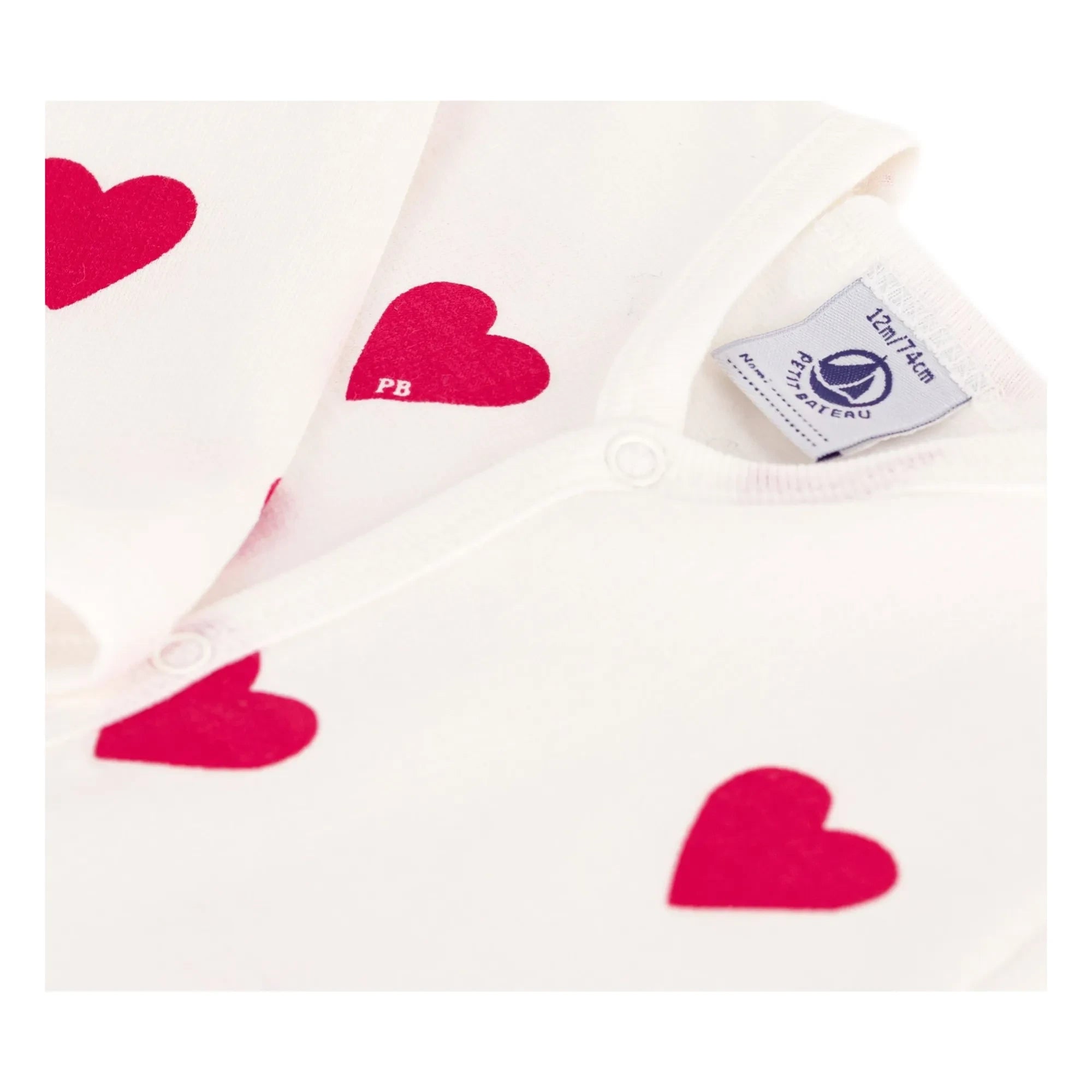 Petit Bateau - Dors Bien Cœurs Molleton Pyjama | Weiß