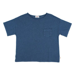 Búho - Leinen-Taschen-T-Shirt | Marineblau
