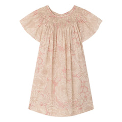 Bonpoint - Arlène Fleurie Bio-Baumwollkleid mit Raffungen | Blassrosa