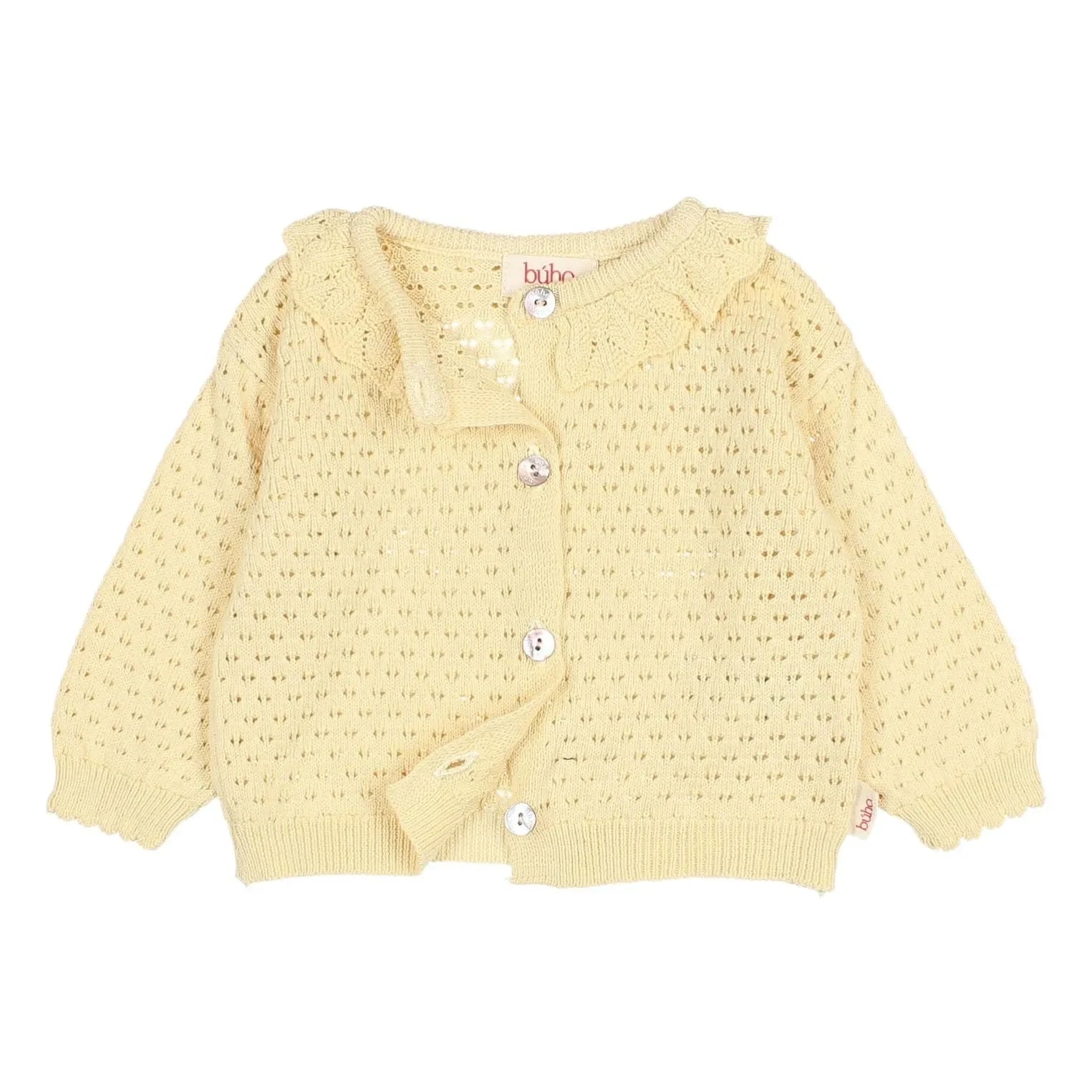 Búho - Pointelle Boho Organic Cotton Cardigan | Yellow