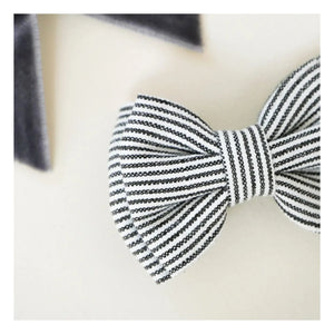 Gentil Coquelicot - Striped and Velvet Hair Clips - 2-Pack | Navy Blue