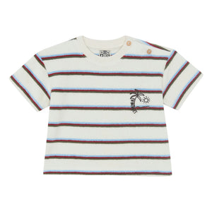 Bonton - Livo Viva Gestreiftes Frottee-T-Shirt | Weiß