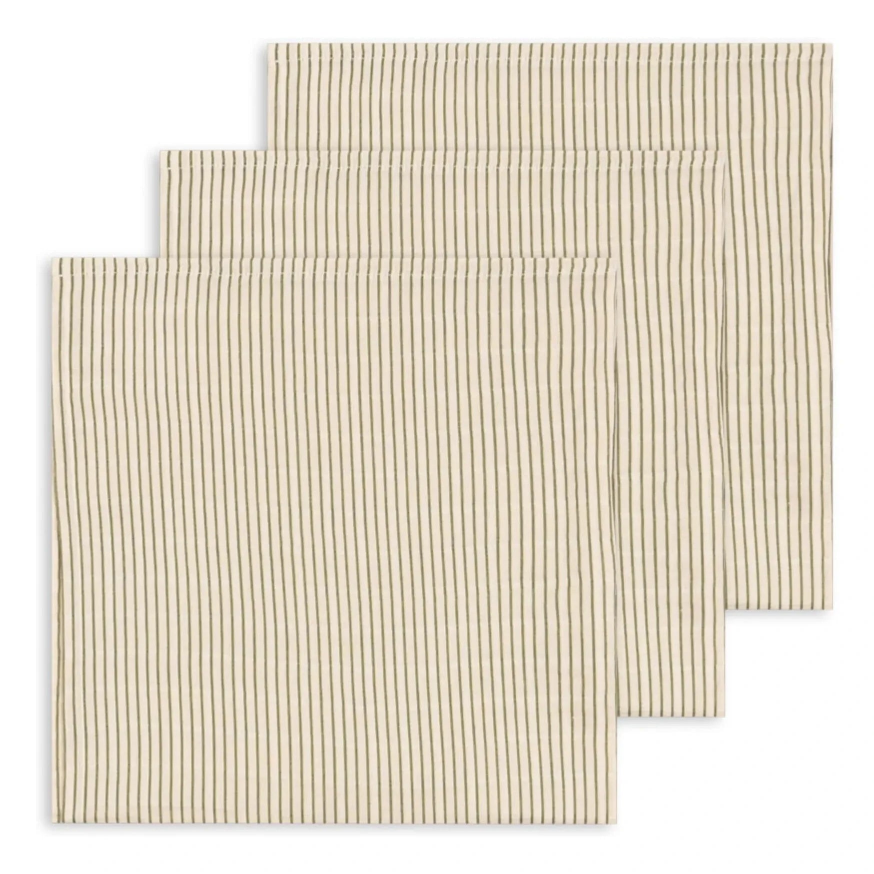 Konges Sløjd - Tea Stripe Bio-Baumwoll-Mulltücher - 3er-Set | Beige