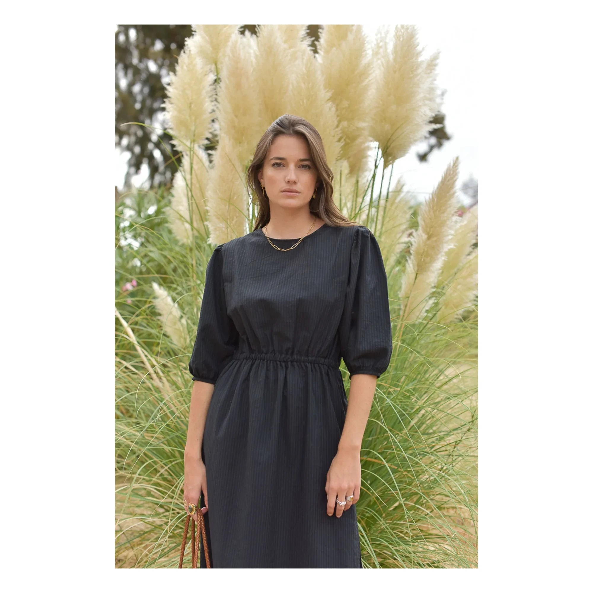 Marlot Paris – Aime Seersucker-Kleid – Damenkollektion | Schwarz