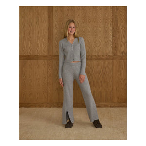 Rylee + Cru - Fitilli Örme Yelek | Gri Mavi