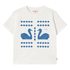 Tinycottons - T-shirt Swans Losanges Organik pamuk | Beyaz