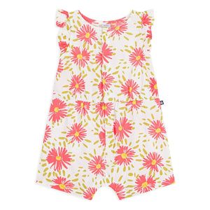 Petit Bateau - Organic Cotton Floral Pattern Crepe Romper | White