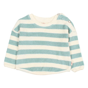 Búho - Gestreiftes Baby-Sweatshirt aus Bio-Baumwolle | Aquamarin