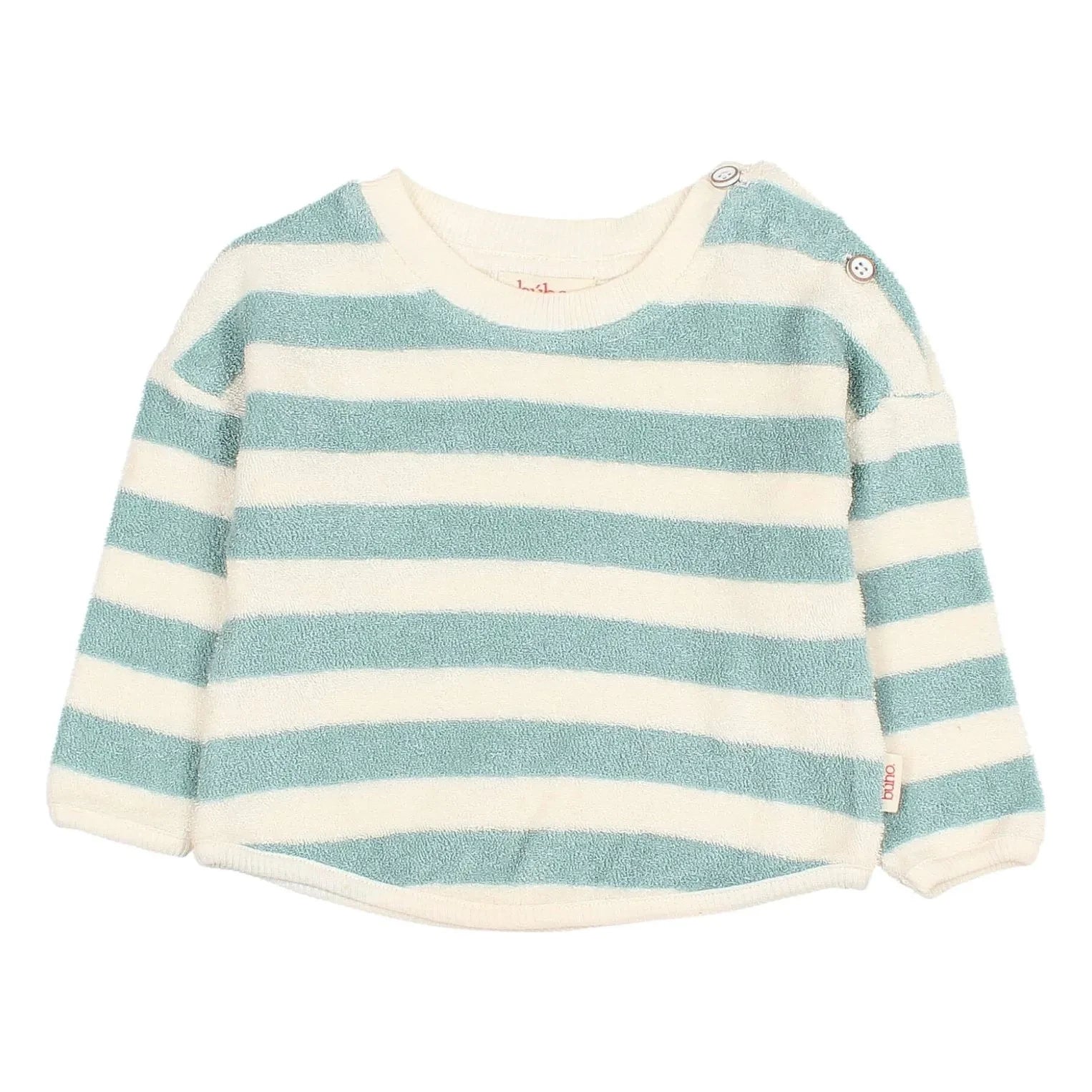 Búho - Çizgili organik pamuklu bebek sweatshirt | Yeşil su