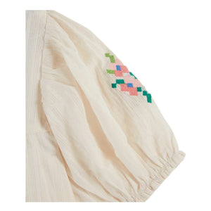 Emile et Ida - Embroidered Ruffled Dress | Cream