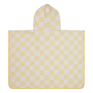 Jera Mini - Kariertes Handtuch-Poncho | Blassgelb
