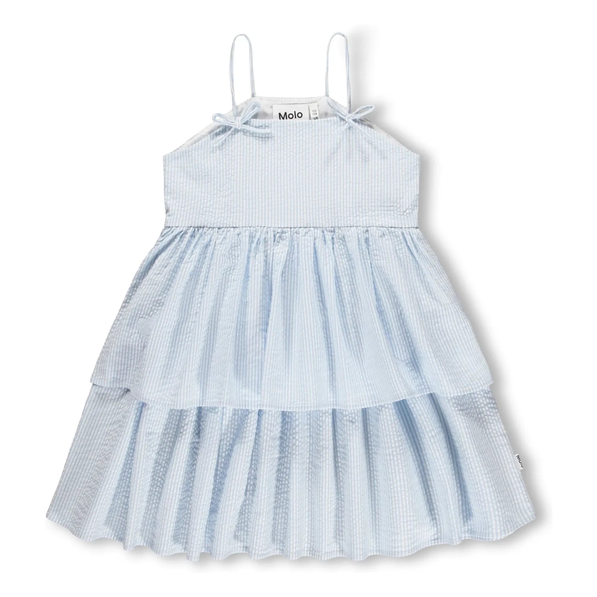Molo - Gestreiftes Chelsea Rüschenkleid Bio-Baumwolle | Hellblau